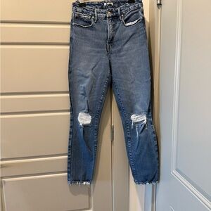 Good American Blue Distressed Ankle Jeans